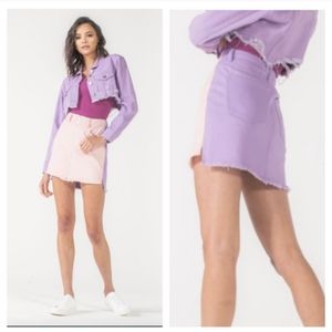 3/$20 NWT Kancan Pink and Purple Pastel Zipper Front Mini Skirt 80s Retro Medium